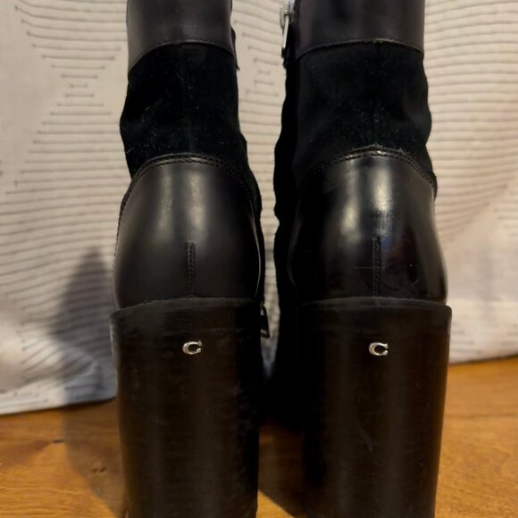 Coach Hedy Suede & Leather Lace-Up Booties | Black | Size 7 - Picture 4 of 7